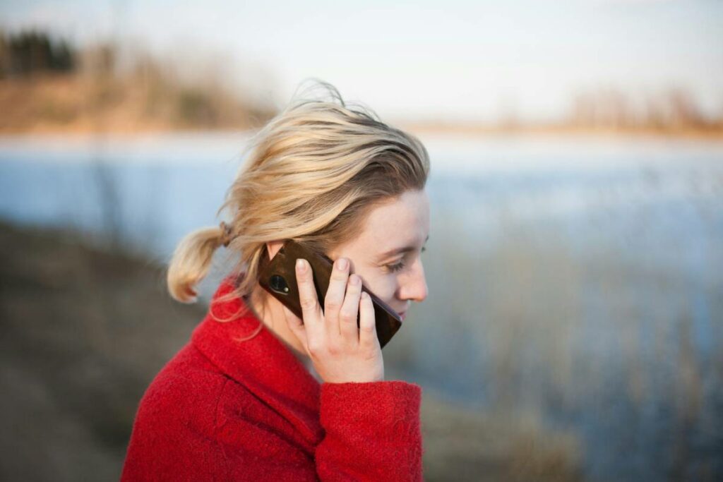 Woman speaking on a phone