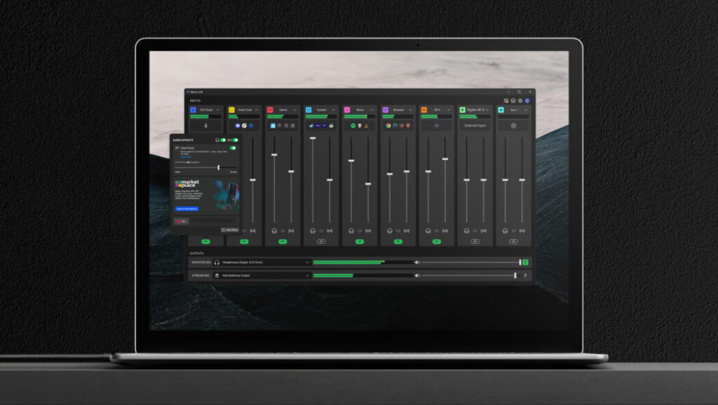 Open laptop with the Wave Link dashboard
